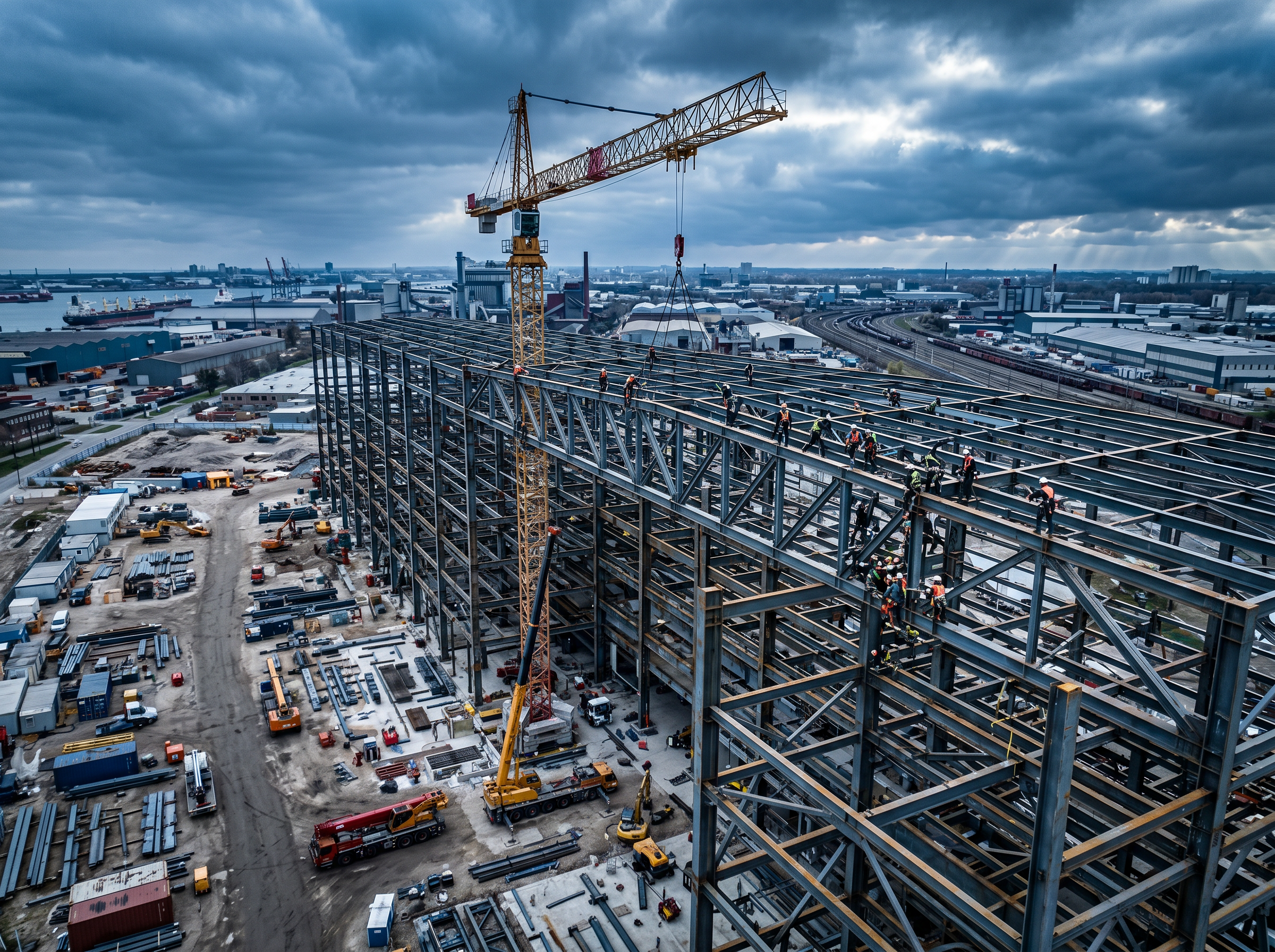 On-site installation of a steel frame structure