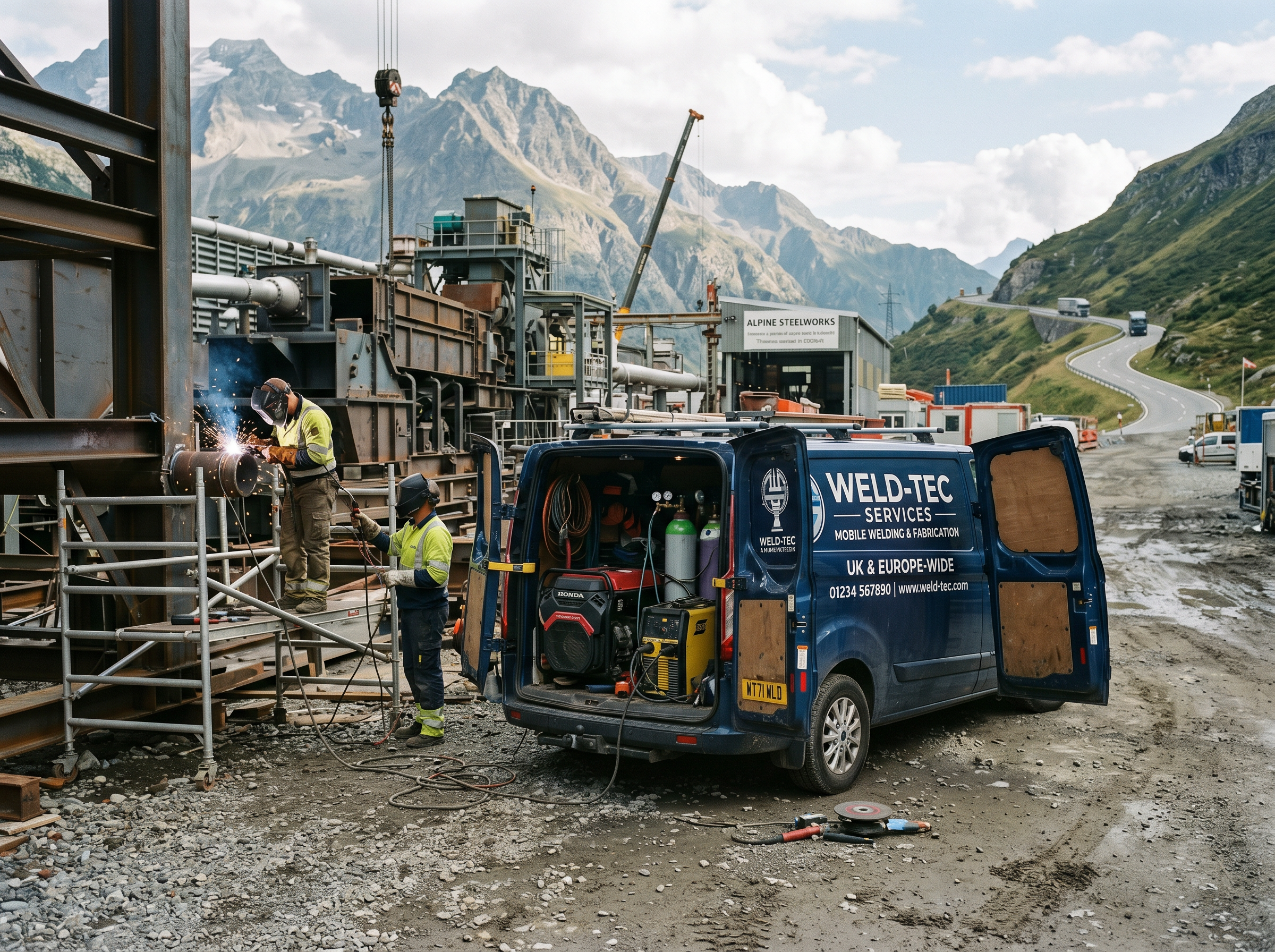 Mobile welding crew with vehicle and equipment ready for EU site mobilisation